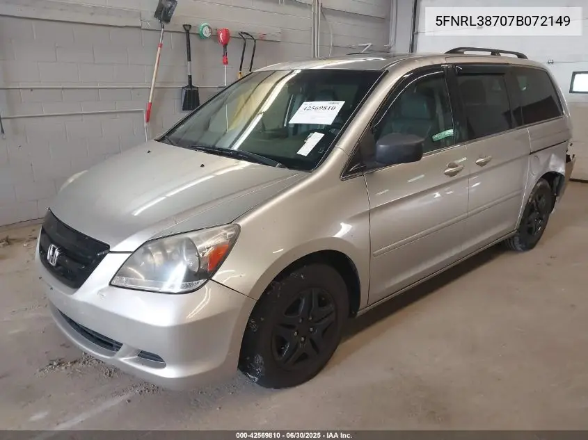 2007 Honda Odyssey Ex-L VIN: 5FNRL38707B072149 Lot: 42569810