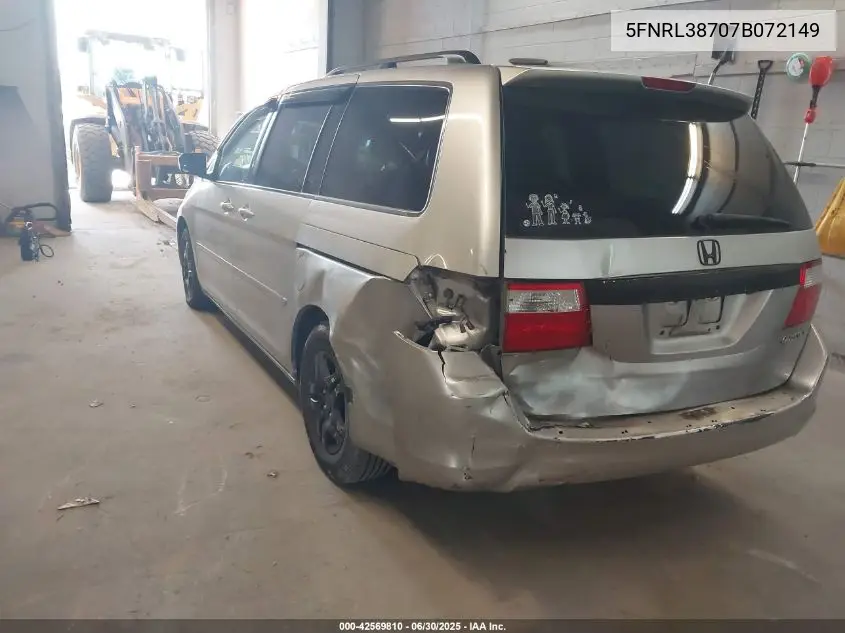 2007 Honda Odyssey Ex-L VIN: 5FNRL38707B072149 Lot: 42569810