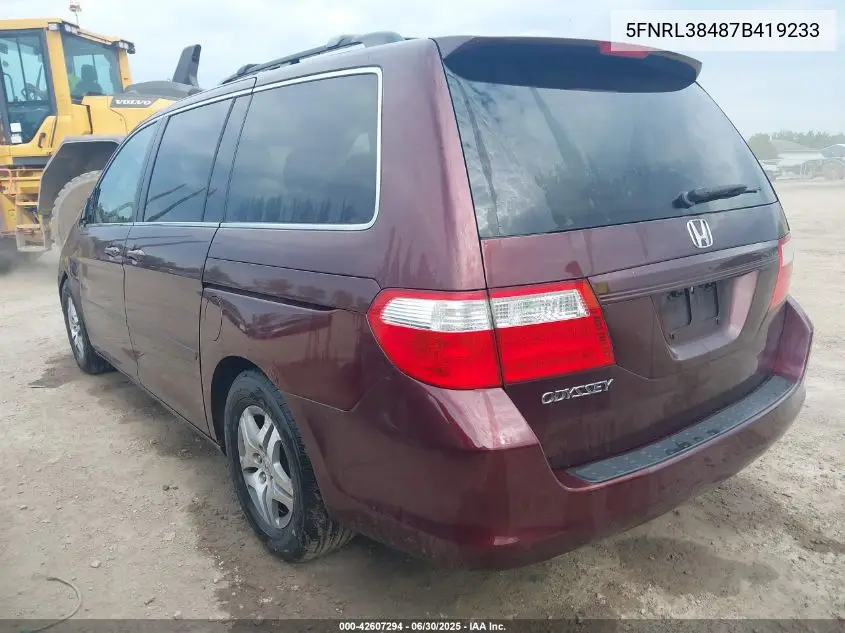2007 Honda Odyssey Ex VIN: 5FNRL38487B419233 Lot: 42607294