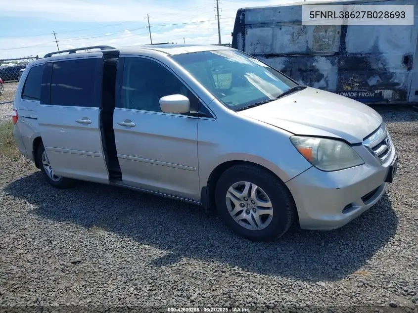 2007 Honda Odyssey Ex-L VIN: 5FNRL38627B028693 Lot: 42609286