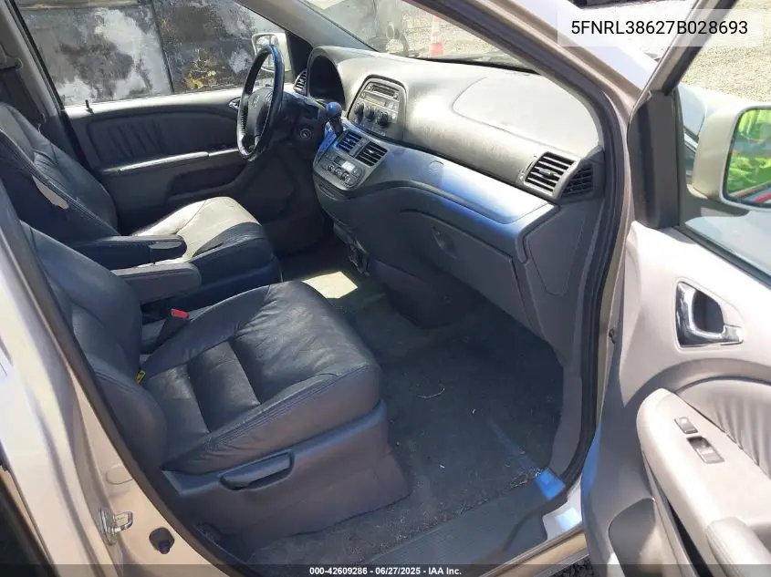 2007 Honda Odyssey Ex-L VIN: 5FNRL38627B028693 Lot: 42609286