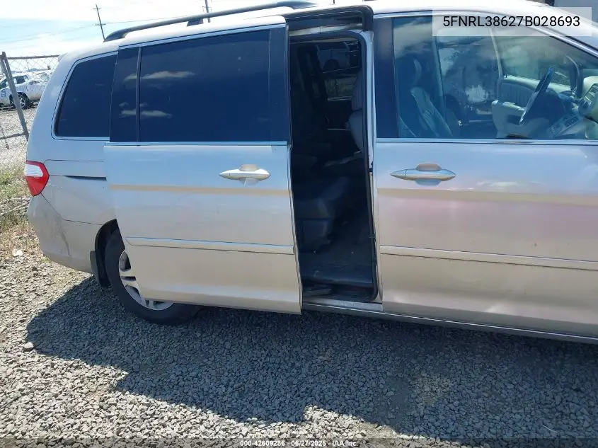 2007 Honda Odyssey Ex-L VIN: 5FNRL38627B028693 Lot: 42609286