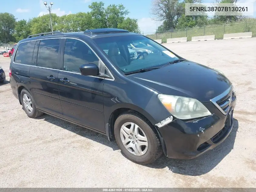 2007 Honda Odyssey Ex-L VIN: 5FNRL38707B130261 Lot: 42631926