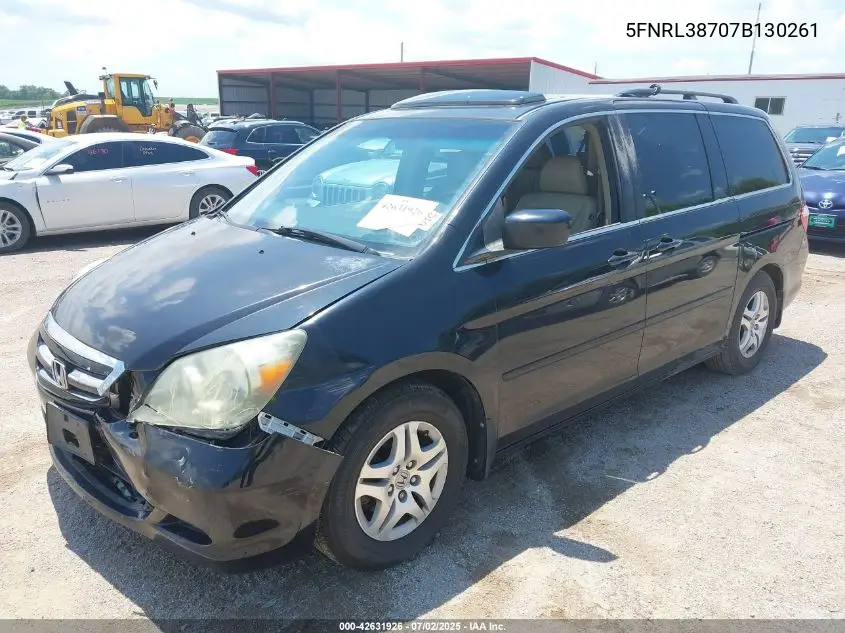 2007 Honda Odyssey Ex-L VIN: 5FNRL38707B130261 Lot: 42631926