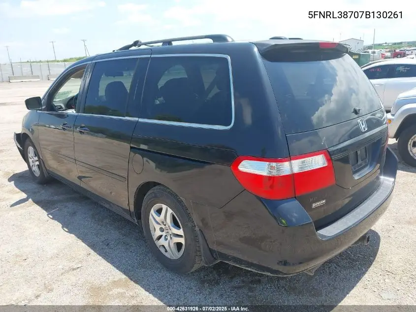 2007 Honda Odyssey Ex-L VIN: 5FNRL38707B130261 Lot: 42631926