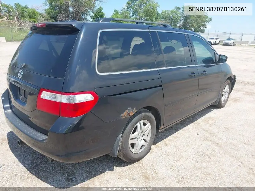 2007 Honda Odyssey Ex-L VIN: 5FNRL38707B130261 Lot: 42631926