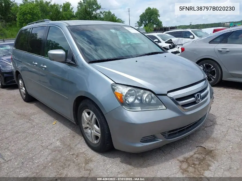 2007 Honda Odyssey Exl VIN: 5FNRL38797B020230 Lot: 42633923