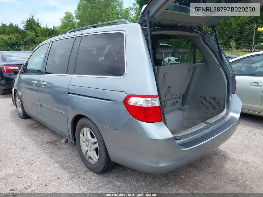 2007 Honda Odyssey Exl VIN: 5FNRL38797B020230 Lot: 42633923