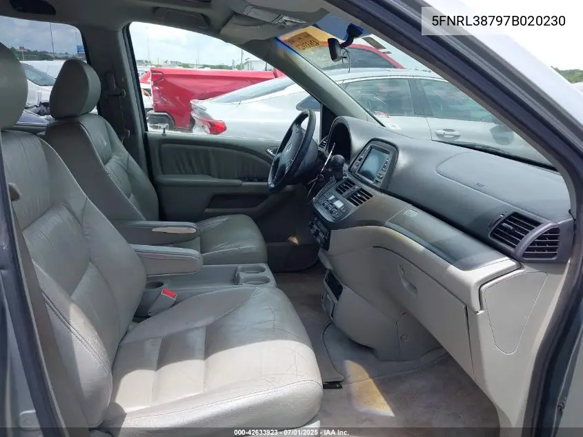 2007 Honda Odyssey Exl VIN: 5FNRL38797B020230 Lot: 42633923