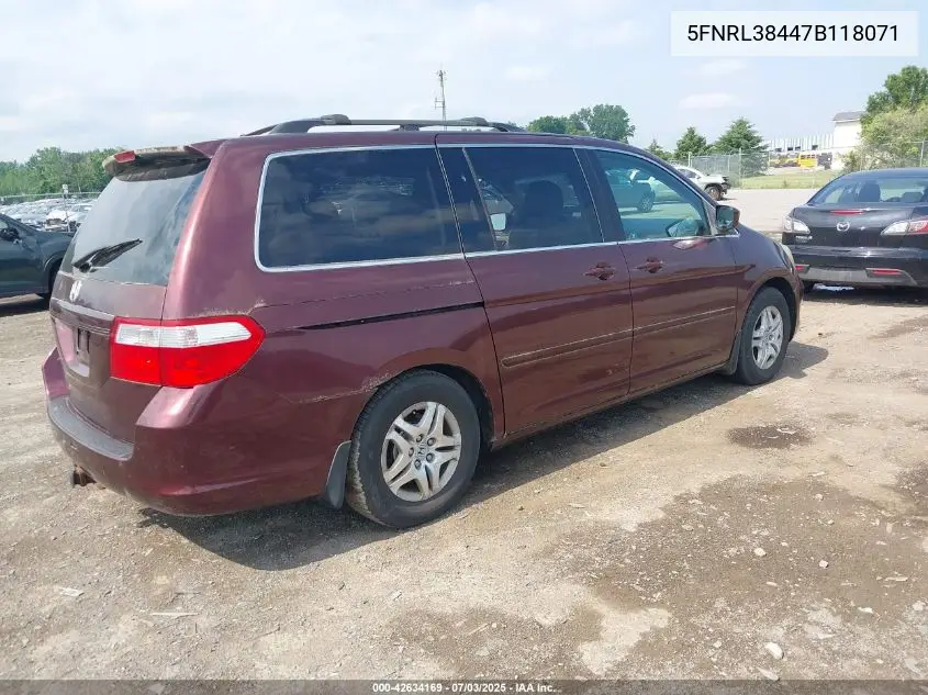 2007 Honda Odyssey Ex VIN: 5FNRL38447B118071 Lot: 42634169