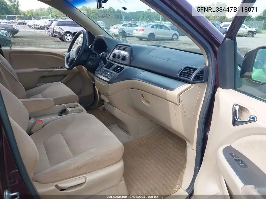 2007 Honda Odyssey Ex VIN: 5FNRL38447B118071 Lot: 42634169
