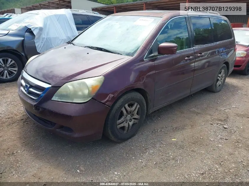 2007 Honda Odyssey Ex-L VIN: 5FNRL38707B129398 Lot: 42648027