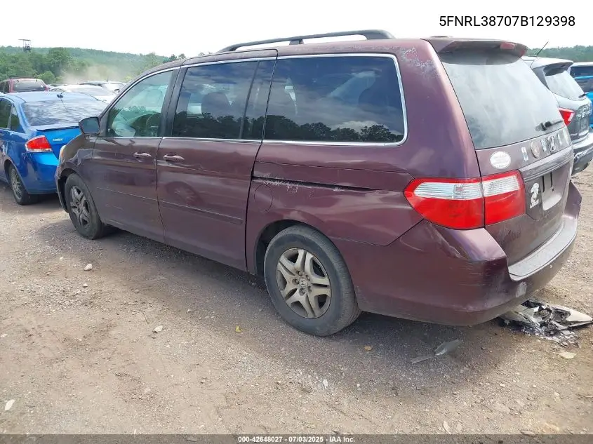 2007 Honda Odyssey Ex-L VIN: 5FNRL38707B129398 Lot: 42648027