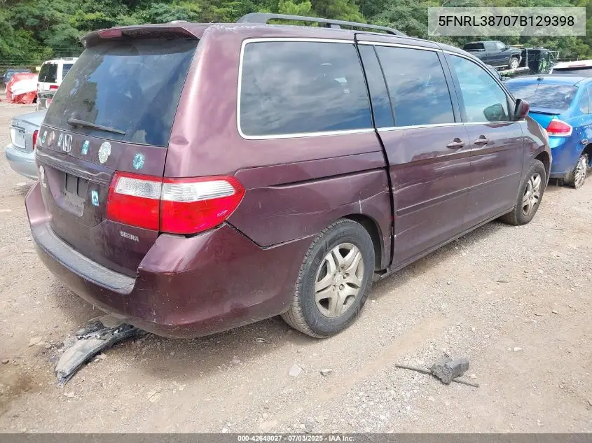 2007 Honda Odyssey Ex-L VIN: 5FNRL38707B129398 Lot: 42648027
