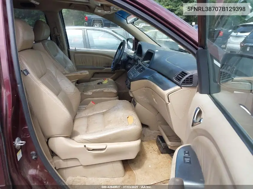 2007 Honda Odyssey Ex-L VIN: 5FNRL38707B129398 Lot: 42648027