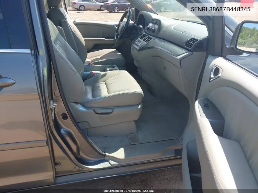 2007 Honda Odyssey Ex-L VIN: 5FNRL38687B448345 Lot: 42650030