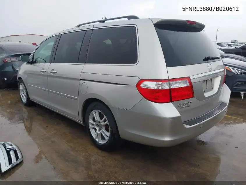 2007 Honda Odyssey Touring VIN: 5FNRL38807B020612 Lot: 42654070