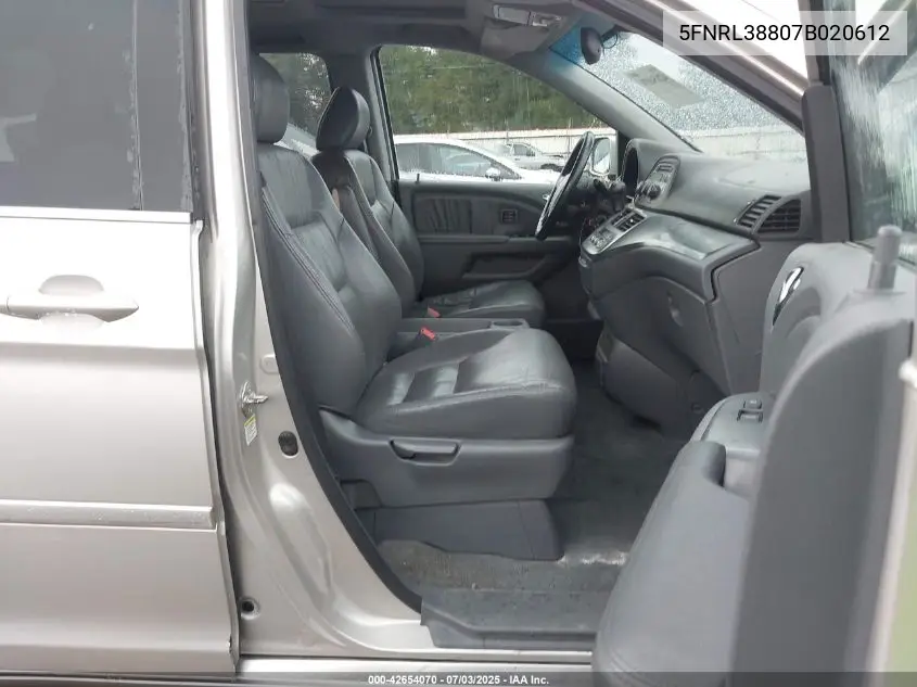 2007 Honda Odyssey Touring VIN: 5FNRL38807B020612 Lot: 42654070