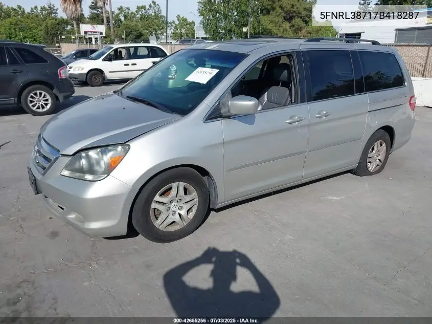 2007 Honda Odyssey Ex-L VIN: 5FNRL38717B418287 Lot: 42655256