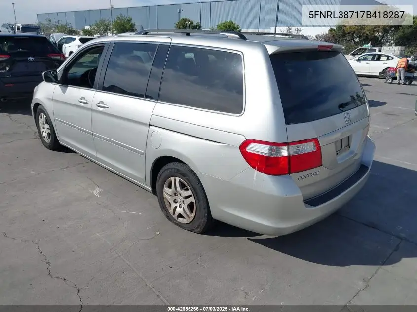 2007 Honda Odyssey Ex-L VIN: 5FNRL38717B418287 Lot: 42655256