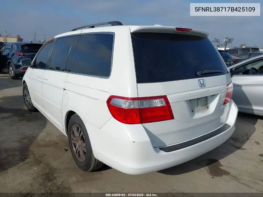 2007 Honda Odyssey Exl VIN: 5FNRL38717B425109 Lot: 42659192