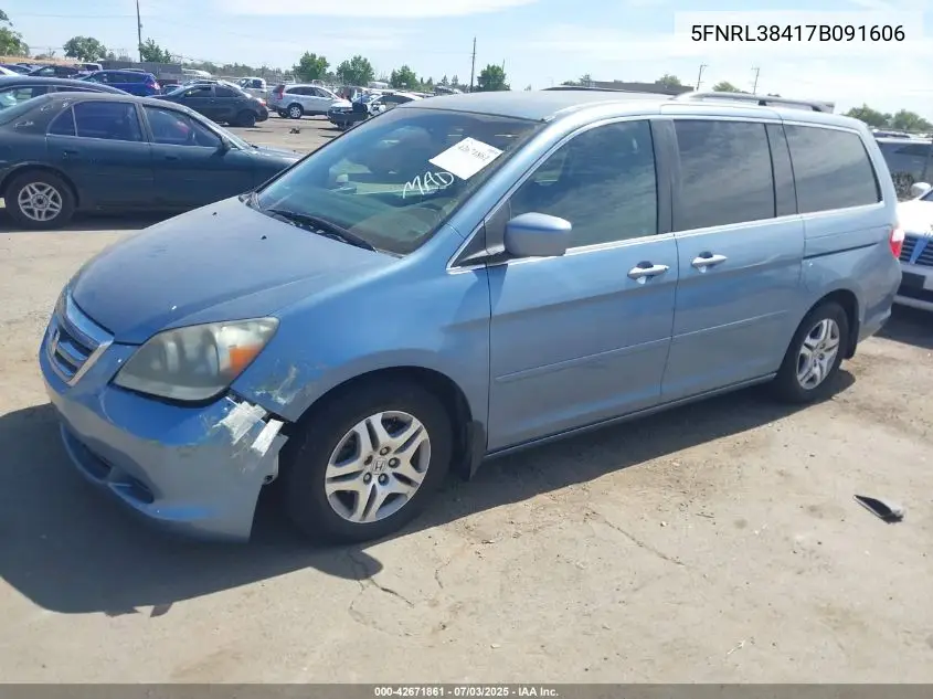 2007 Honda Odyssey Ex VIN: 5FNRL38417B091606 Lot: 42671861