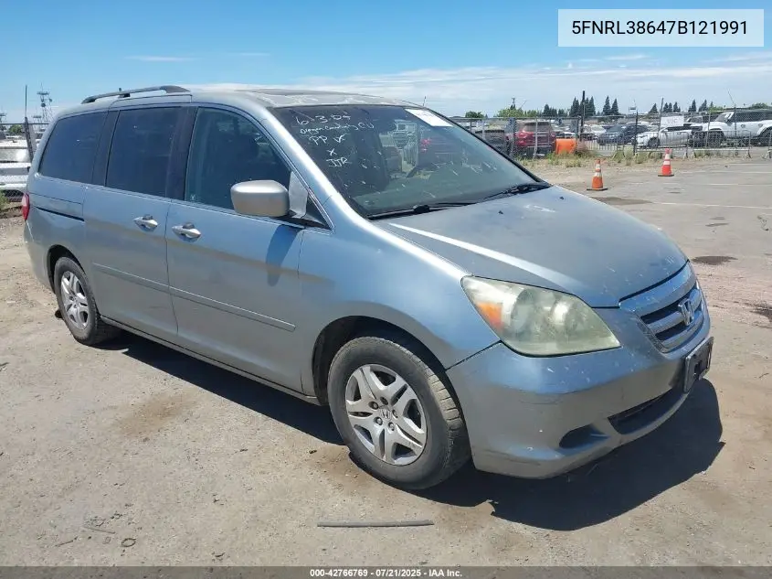 2007 Honda Odyssey Ex-L VIN: 5FNRL38647B121991 Lot: 42766769