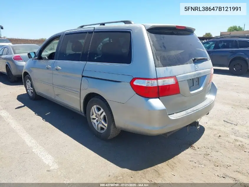2007 Honda Odyssey Ex-L VIN: 5FNRL38647B121991 Lot: 42766769
