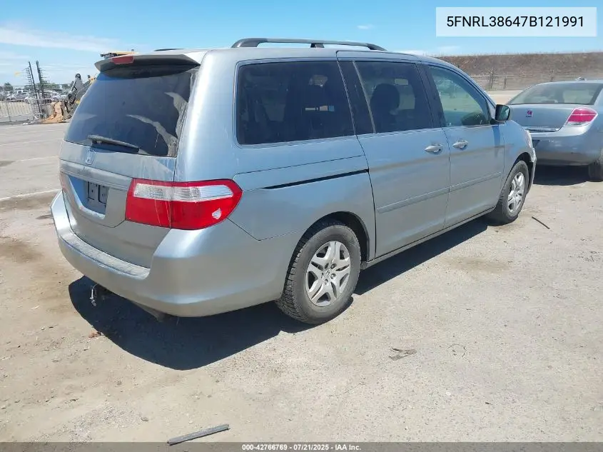 2007 Honda Odyssey Ex-L VIN: 5FNRL38647B121991 Lot: 42766769