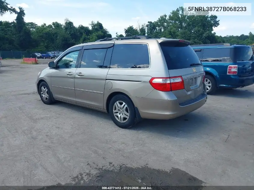 2007 Honda Odyssey Ex-L VIN: 5FNRL38727B068233 Lot: 42771412