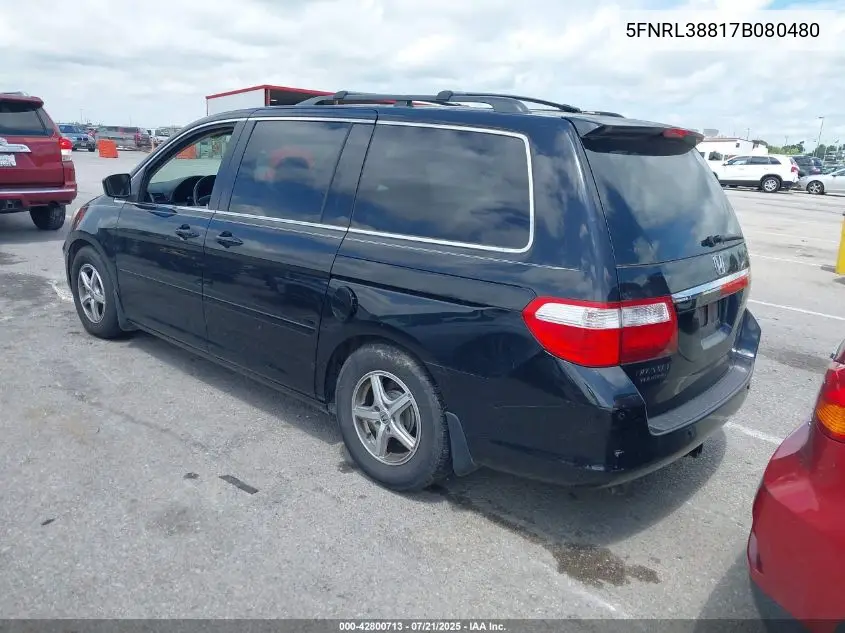 2007 Honda Odyssey Touring VIN: 5FNRL38817B080480 Lot: 42800713