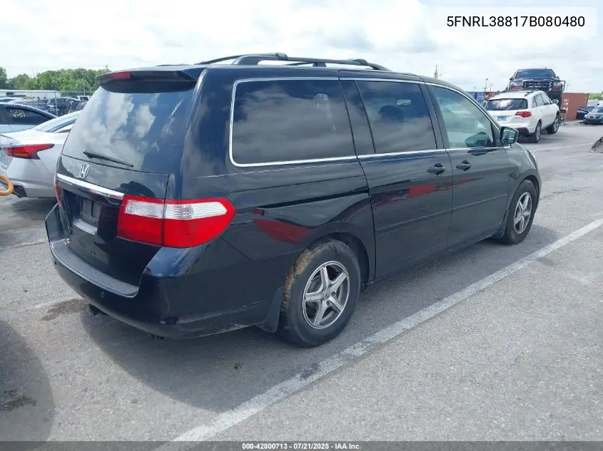 2007 Honda Odyssey Touring VIN: 5FNRL38817B080480 Lot: 42800713