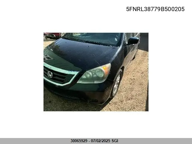 2009 Honda Odyssey Exl VIN: 5FNRL38779B500205 Lot: 30065929