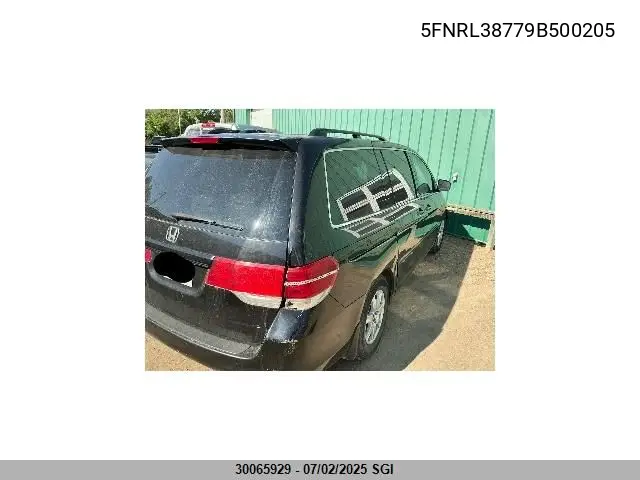 2009 Honda Odyssey Exl VIN: 5FNRL38779B500205 Lot: 30065929