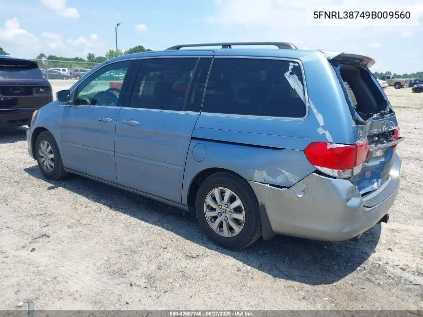 2009 Honda Odyssey Ex-L VIN: 5FNRL38749B009560 Lot: 42607748