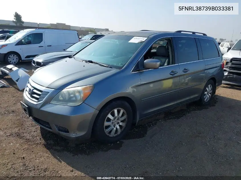 2009 Honda Odyssey Exl VIN: 5FNRL38739B033381 Lot: 42642774