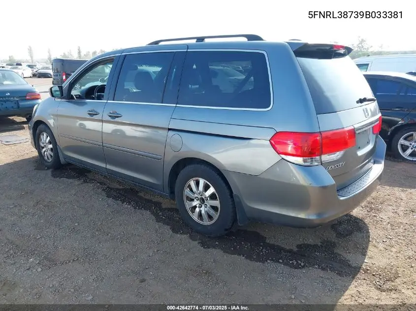 2009 Honda Odyssey Exl VIN: 5FNRL38739B033381 Lot: 42642774