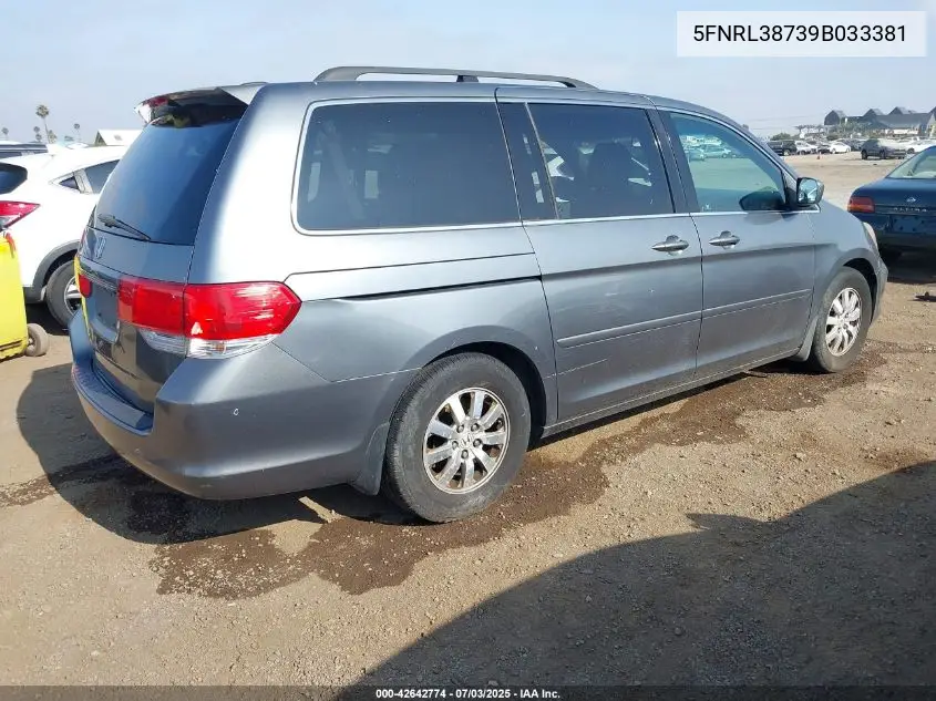 2009 Honda Odyssey Exl VIN: 5FNRL38739B033381 Lot: 42642774
