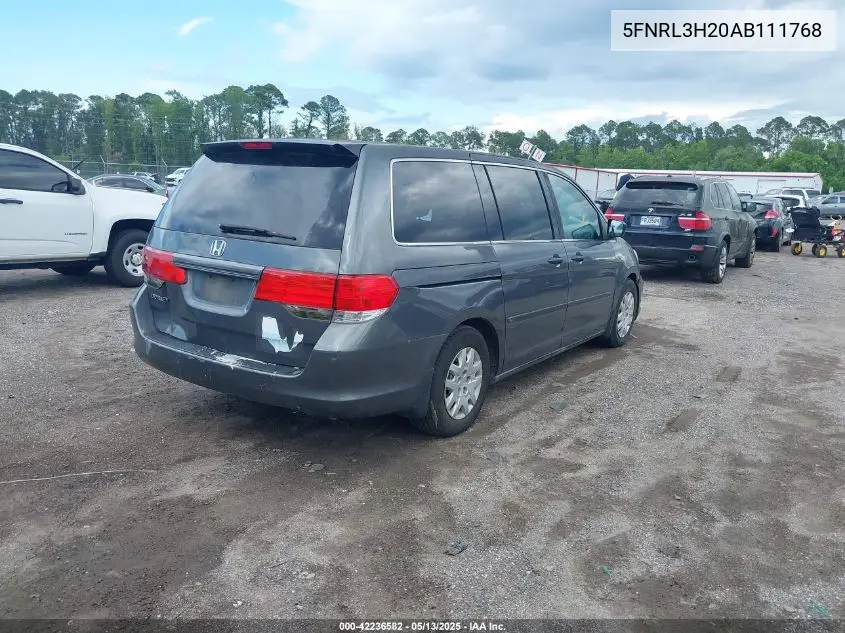 2010 Honda Odyssey Lx VIN: 5FNRL3H20AB111768 Lot: 42236582
