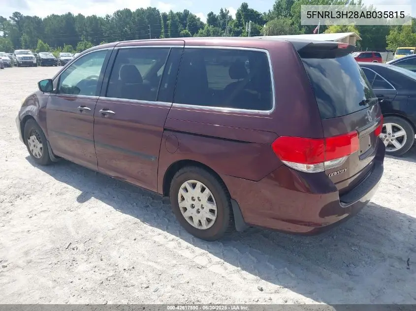 2010 Honda Odyssey Lx VIN: 5FNRL3H28AB035815 Lot: 42617590