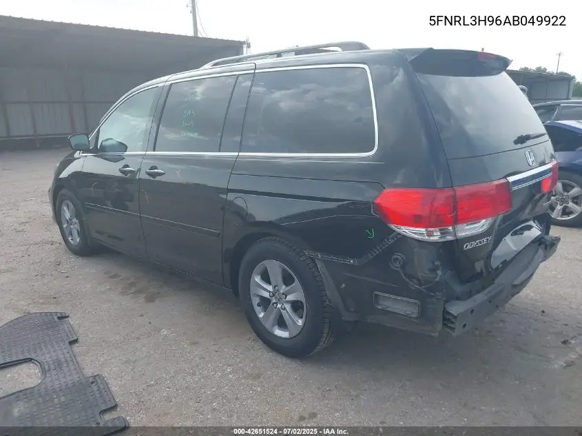 2010 Honda Odyssey Touring VIN: 5FNRL3H96AB049922 Lot: 42651524