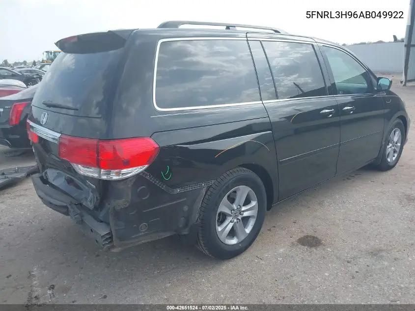 2010 Honda Odyssey Touring VIN: 5FNRL3H96AB049922 Lot: 42651524