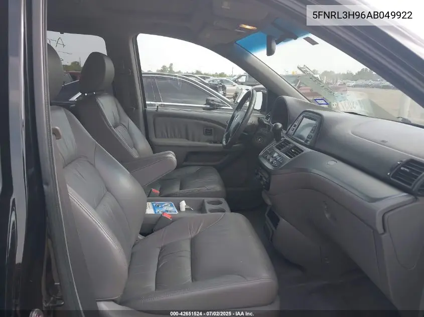 2010 Honda Odyssey Touring VIN: 5FNRL3H96AB049922 Lot: 42651524