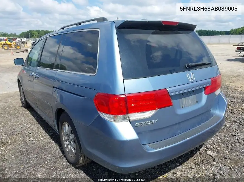 2010 Honda Odyssey Ex-L VIN: 5FNRL3H68AB089005 Lot: 42669214