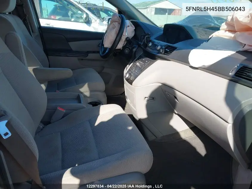 2011 Honda Odyssey Ex VIN: 5FNRL5H45BB506043 Lot: 12297834