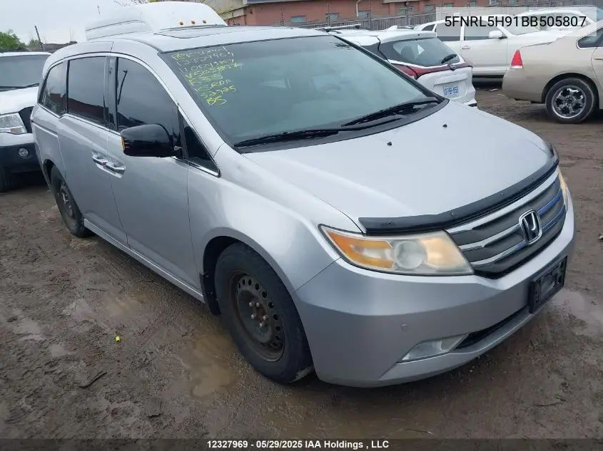 2011 Honda Odyssey Touring/Touring Elite VIN: 5FNRL5H91BB505807 Lot: 12327969