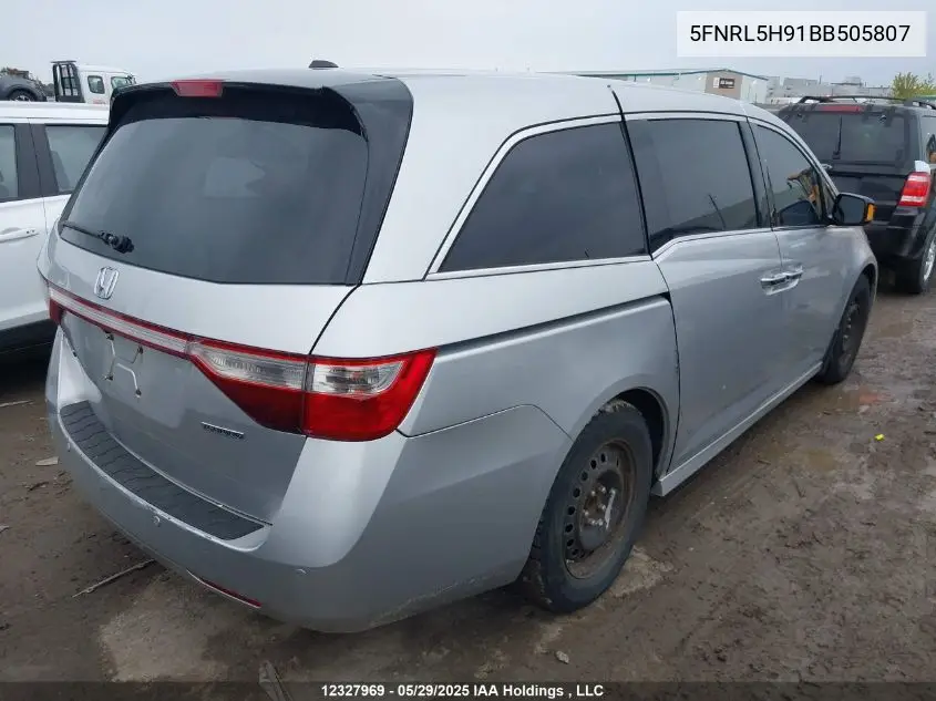 2011 Honda Odyssey Touring/Touring Elite VIN: 5FNRL5H91BB505807 Lot: 12327969