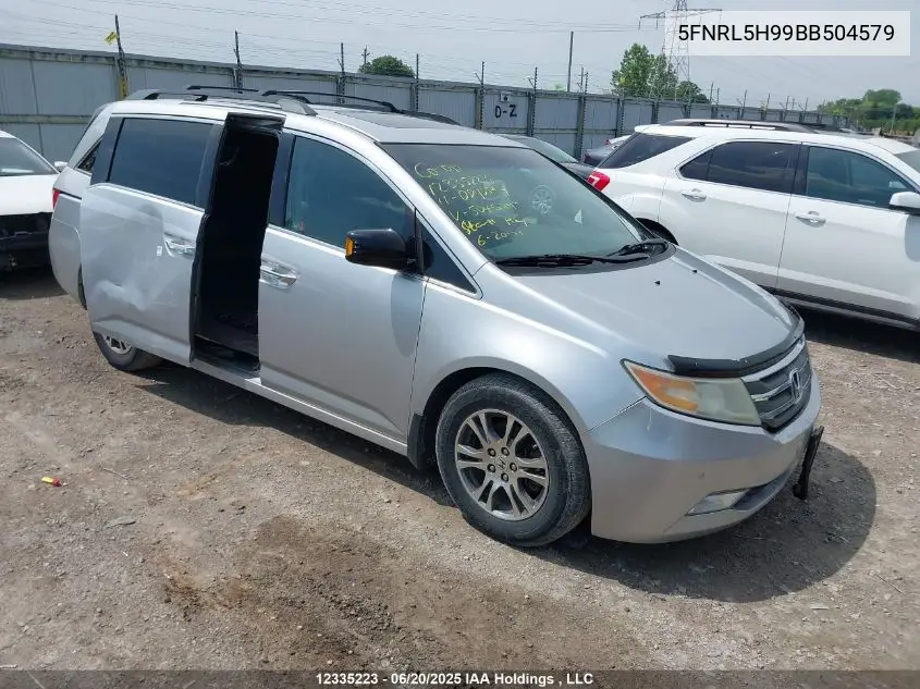 2011 Honda Odyssey Touring/Touring Elite VIN: 5FNRL5H99BB504579 Lot: 12335223