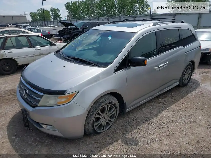 2011 Honda Odyssey Touring/Touring Elite VIN: 5FNRL5H99BB504579 Lot: 12335223