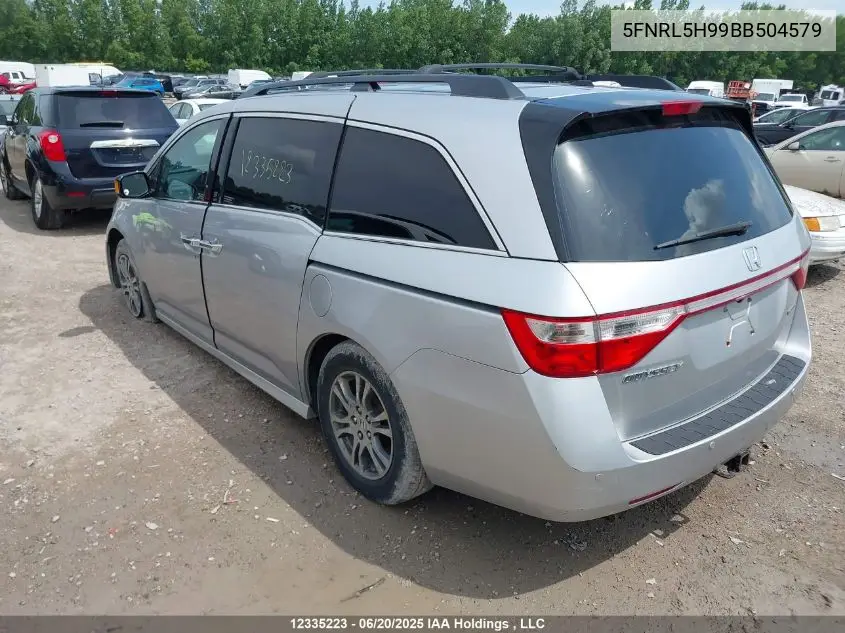 2011 Honda Odyssey Touring/Touring Elite VIN: 5FNRL5H99BB504579 Lot: 12335223